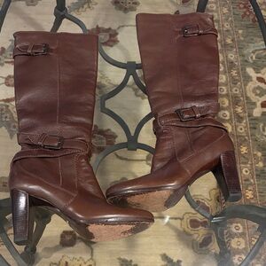 Brown Leather Cole Haan Knee-High Boots